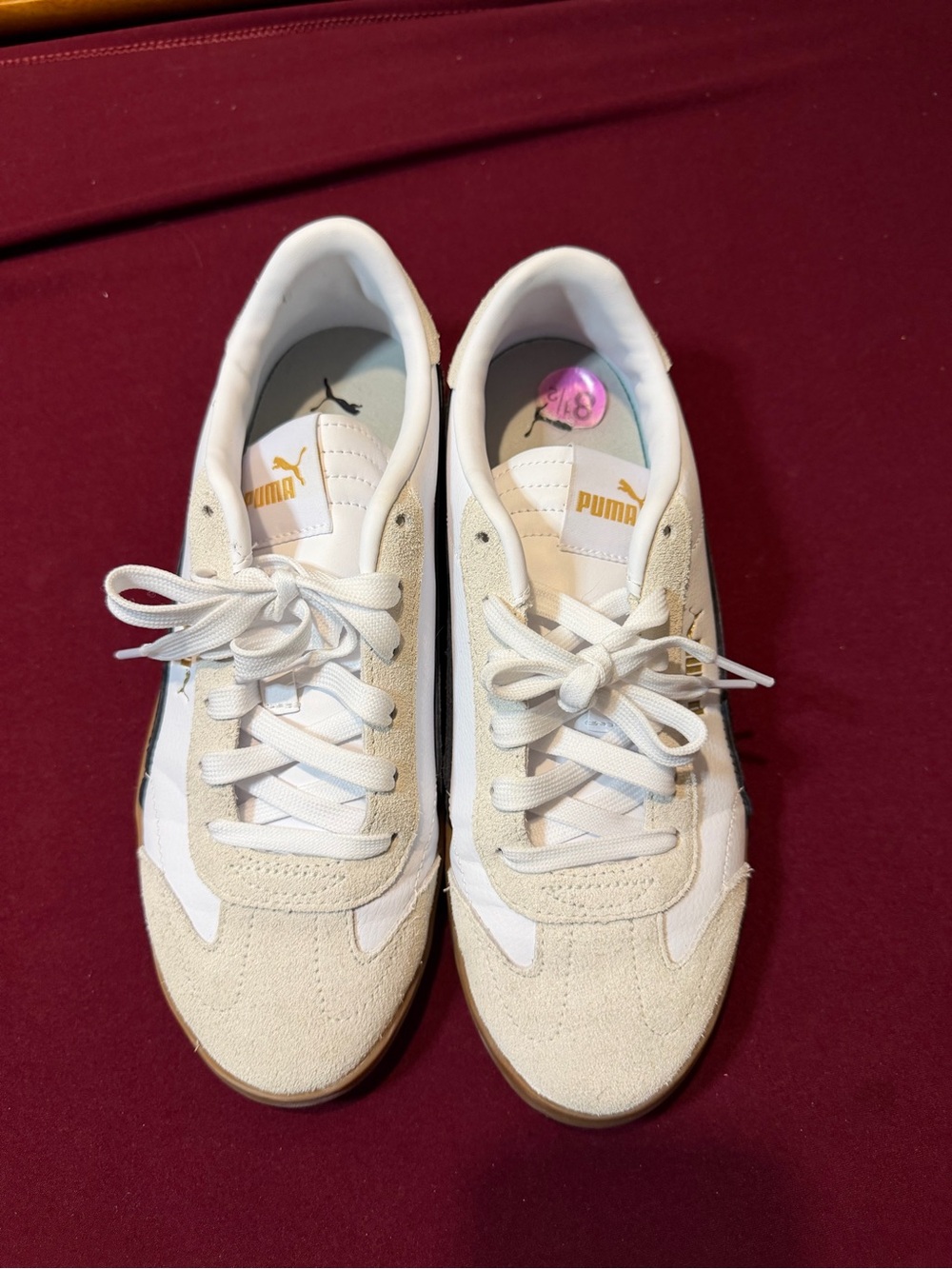 Puma Women’s White Suede & Leather Lace-Up Sneakers size 8.5